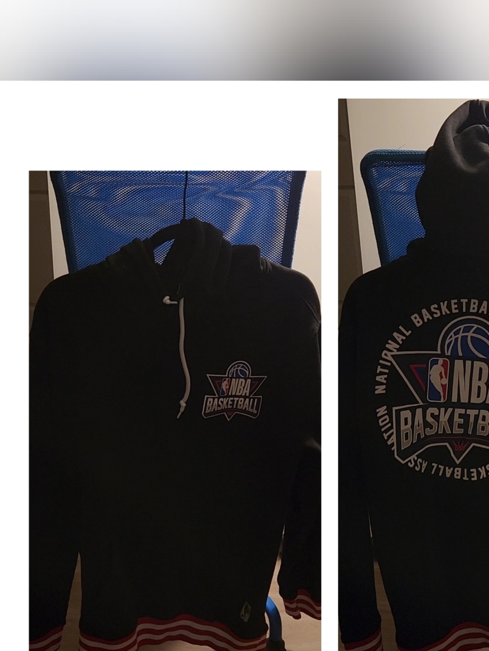 NBA Basketball Hoodie Black Red Trim Pullover Men’s Size Large.